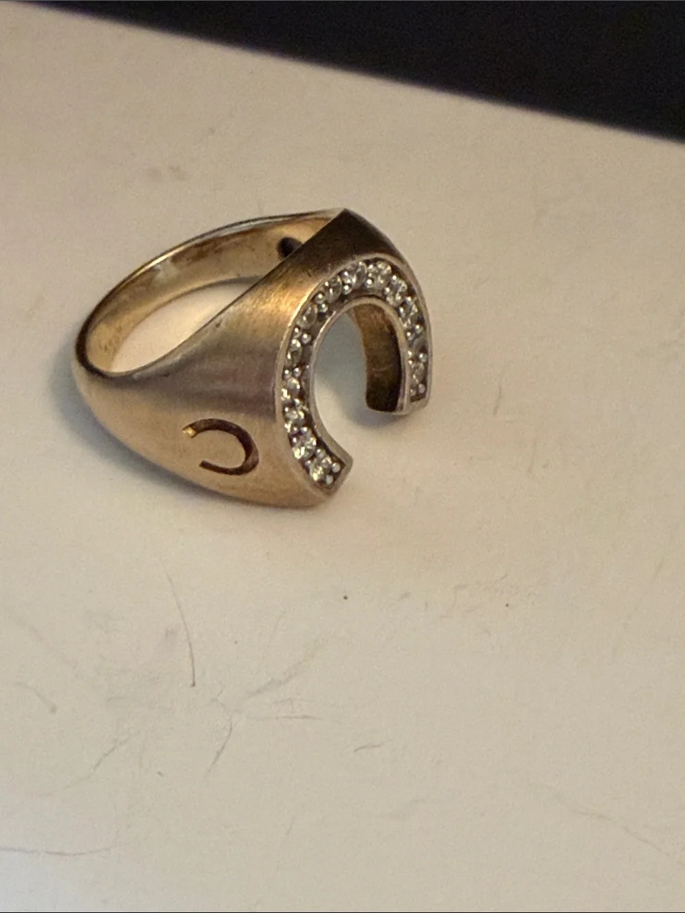 Vtg SAZ Gold over 925 Horseshoe Ring